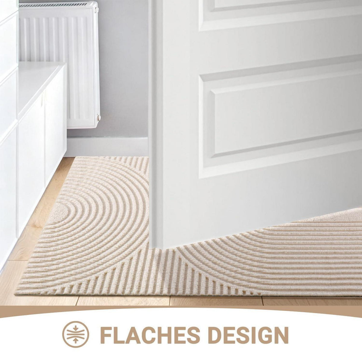 Fußmatte 60x90cm rutschfest – Elfenbein Wellen Design