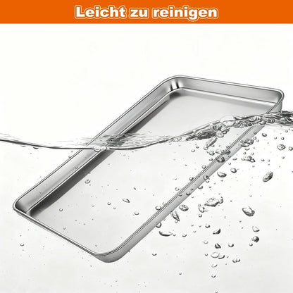 Edelstahl Backblech mit Abkühlgitter – Rechteckiges Kuchenblech 27x20cm
