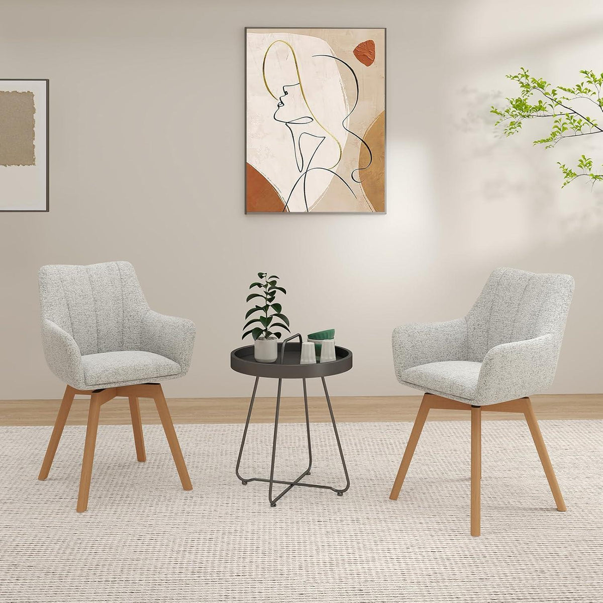 Drehbare Esszimmerstühle 4er Set Beige – Komfortabler Polsterstuhl