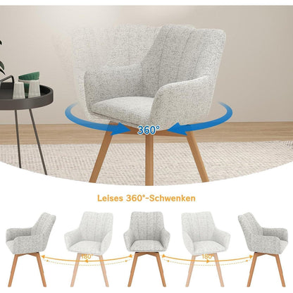 Drehbare Esszimmerstühle 4er Set Beige – Komfortabler Polsterstuhl