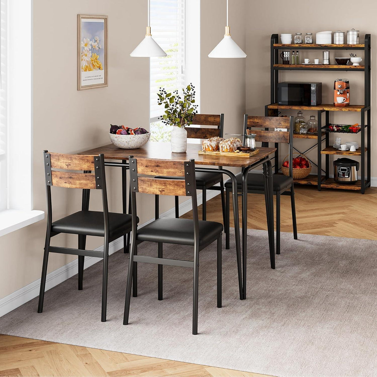 5-teiliges Esszimmer-Set für 4 Personen – Platzsparend & Modern