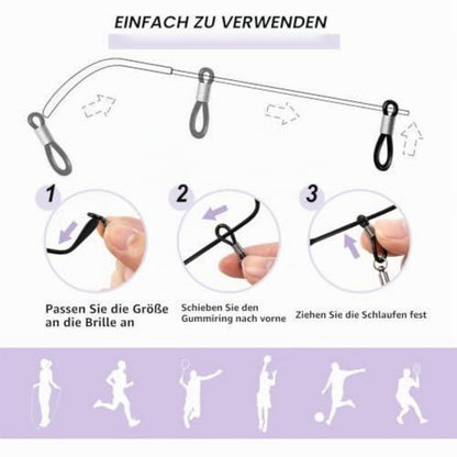 10er Set Brillenkette Damen & Herren – Verstellbar & Rutschfest in Lederoptik