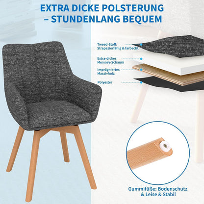 Drehbare Esszimmerstühle 2er Set Grau – Bequeme Polsterstühle