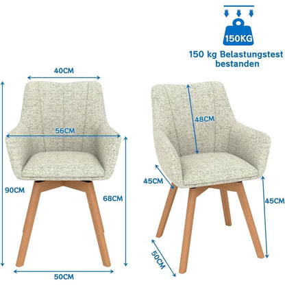 Drehbare Esszimmerstühle 4er Set Khaki – Bequeme Polsterstühle