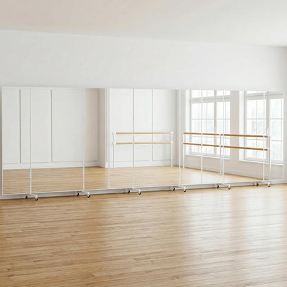 3-Fach Faltbarer Ganzkörperspiegel 240x190cm – Weiß, Standspiegel mit Rollen