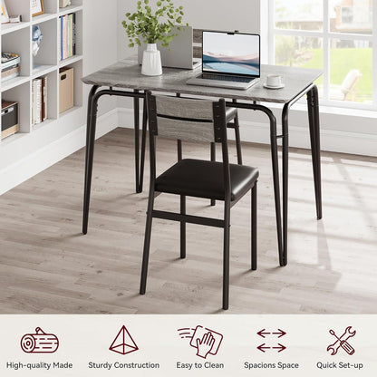 5-teiliges Esszimmer-Set Grau – Kompakt & Platzsparend