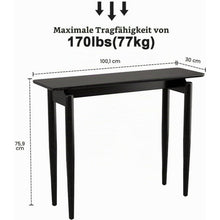 Schmaler Konsolentisch Holz Schwarz – 100x30x76 cm