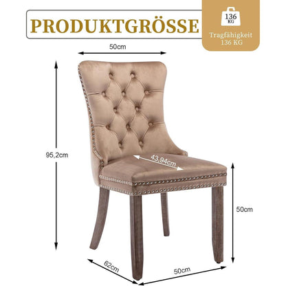 8x Samt Esszimmerstühle mit Massivholzbeinen – Modern & Komfortabel
