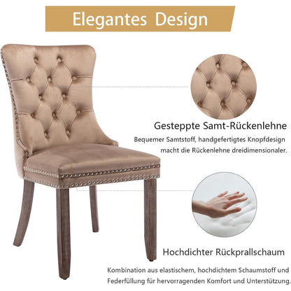 8x Samt Esszimmerstühle mit Massivholzbeinen – Modern & Komfortabel