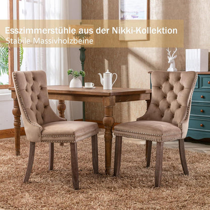 8x Samt Esszimmerstühle mit Massivholzbeinen – Modern & Komfortabel