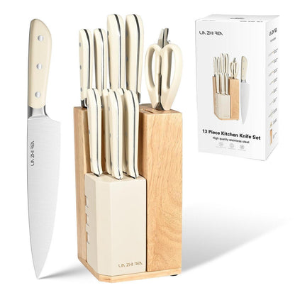 13-teiliges Küchenmesser-Set Edelstahl mit Messerblock & Messerschärfer