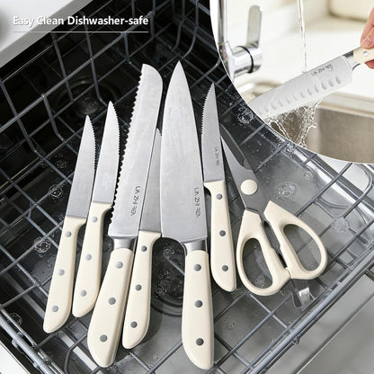 13-teiliges Küchenmesser-Set Edelstahl mit Messerblock & Messerschärfer