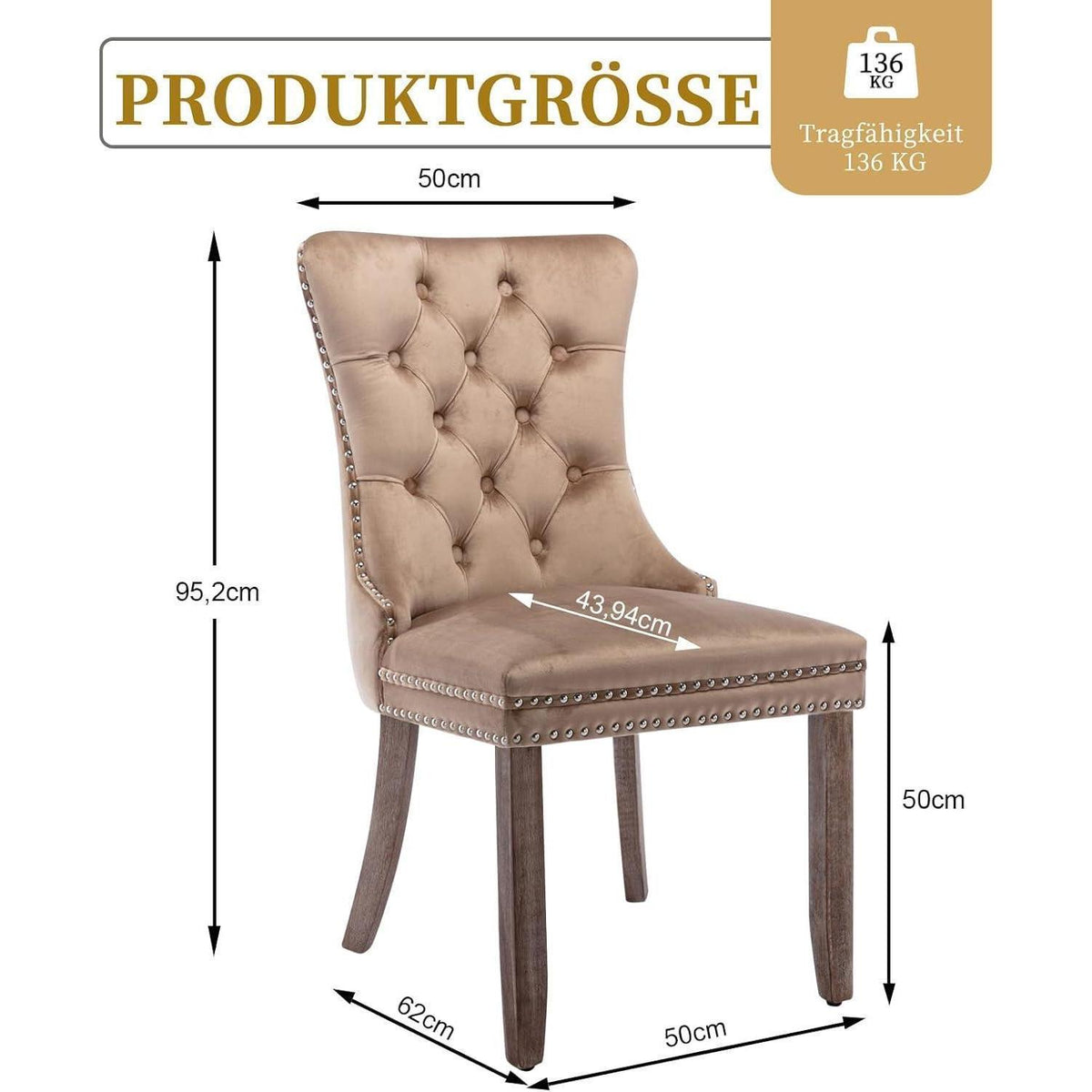 Samt Esszimmerstühle 4er Set mit Massivholzbeinen