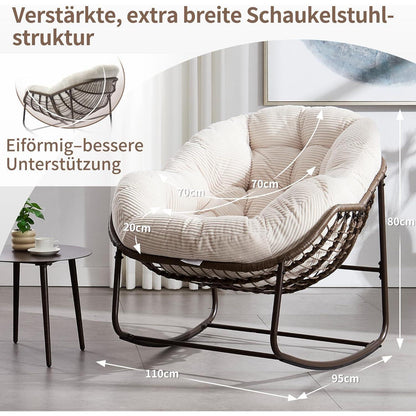 Outdoor Schaukelstuhl Papasan mit Kissen - Weiß