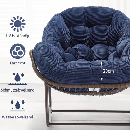 Überdimensionaler Papasan Schaukelstuhl Blau