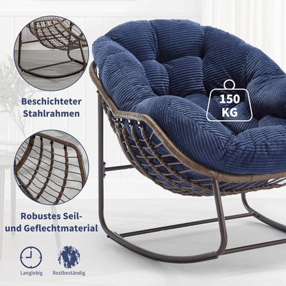 Überdimensionaler Papasan Schaukelstuhl Blau
