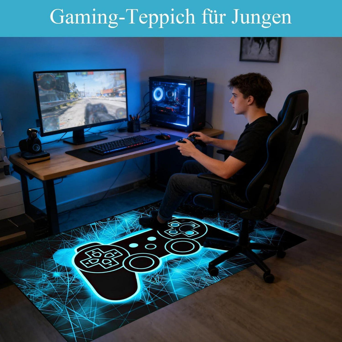 Gaming Teppich Controller Design – Rutschfest & Weich 80x120cm