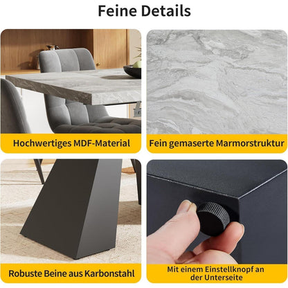 Ausziehbarer Esstisch 99-159cm – Esszimmer Tisch mit Marmor Optik