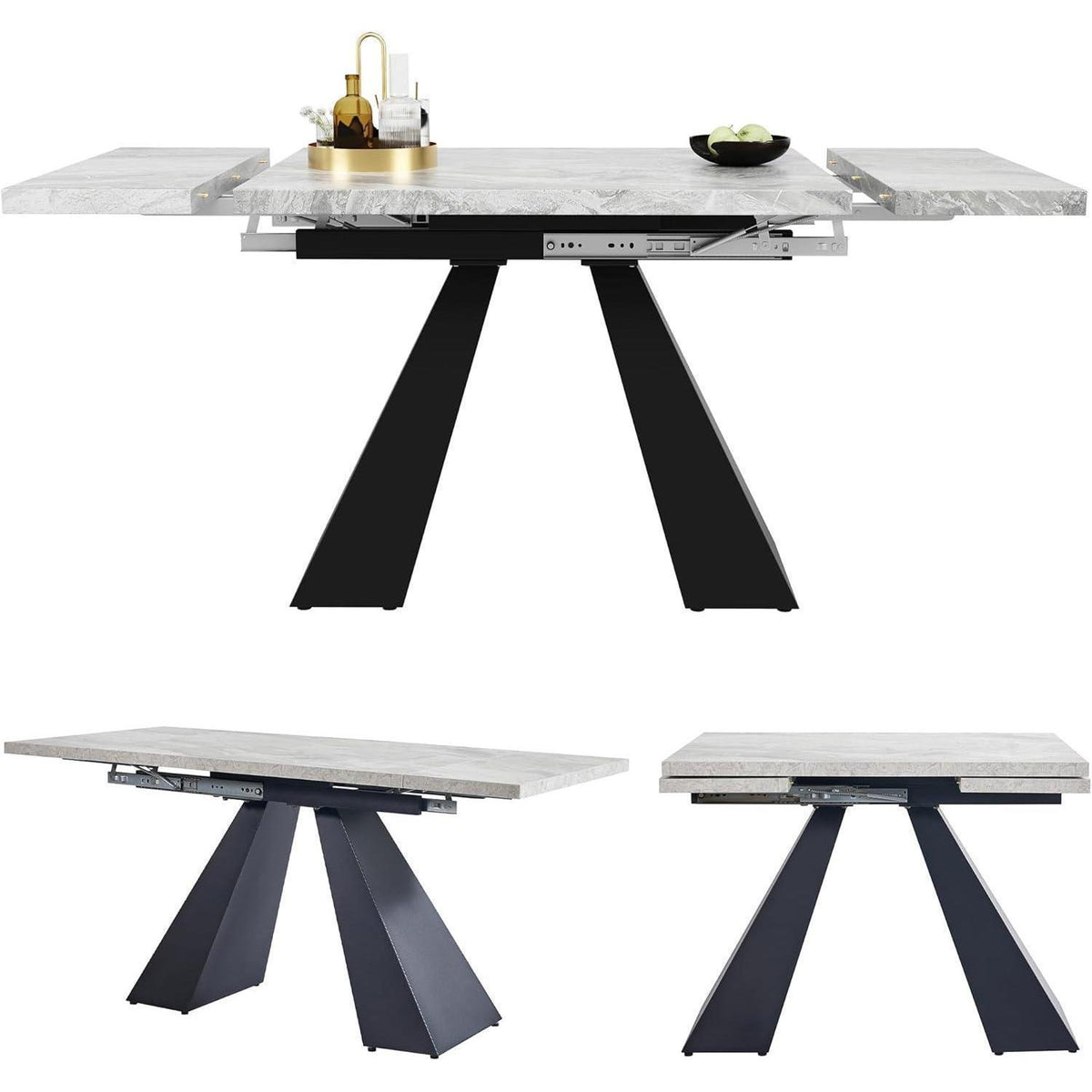 Ausziehbarer Esstisch 99-159cm – Esszimmer Tisch mit Marmor Optik