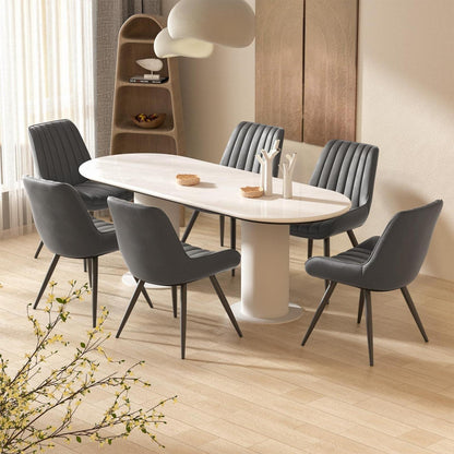 Esszimmerstühle 6er Set Dunkelgrau | Polsterstühle mit Sitzkissen