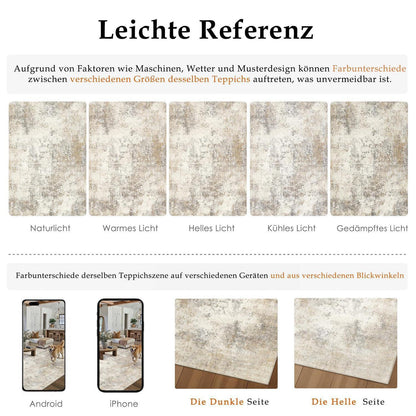 Waschbarer Teppich Wohnzimmer 240x300cm Beige Braun Abstrakt