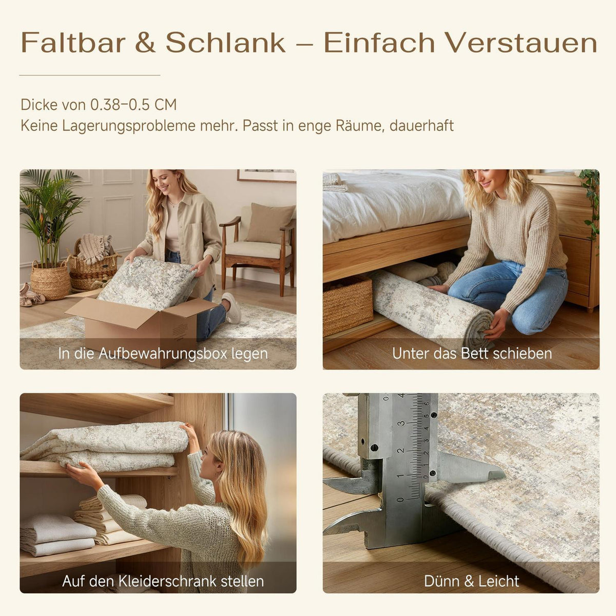 Waschbarer Teppich Wohnzimmer 240x300cm Beige Braun Abstrakt