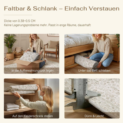 Creme Teppich Wohnzimmer 240x300cm – Waschbar & Rutschfest