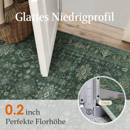 Vintage Teppich Grün 160x230cm - Rechteckiger Wohnzimmerteppich
