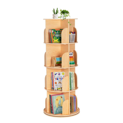 Drehbares Bücherregal Holz 4 Etagen – Eckregal 360°