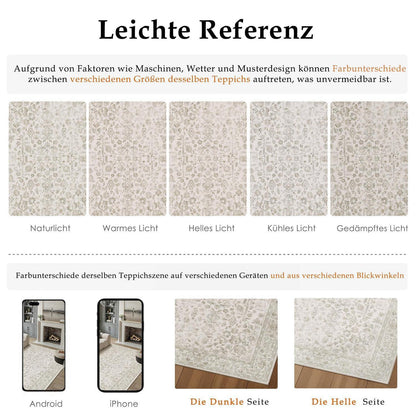 Creme Teppich Wohnzimmer 200x300cm – Waschbar & Rutschfest