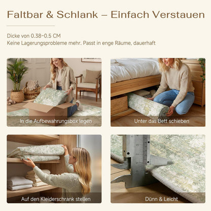 Grüner Abstrakt Teppich 240x300cm – Waschbar & Rutschfest