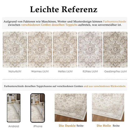 Vintage Läufer Beige 80x400cm – Waschbarer Flurteppich