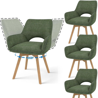 Drehbarer Esszimmerstuhl Set (4x) – Grün mit Holzbeinen