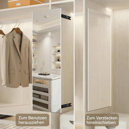 Buchsicherer Schiebespiegel für Kleiderschrank, Weiß