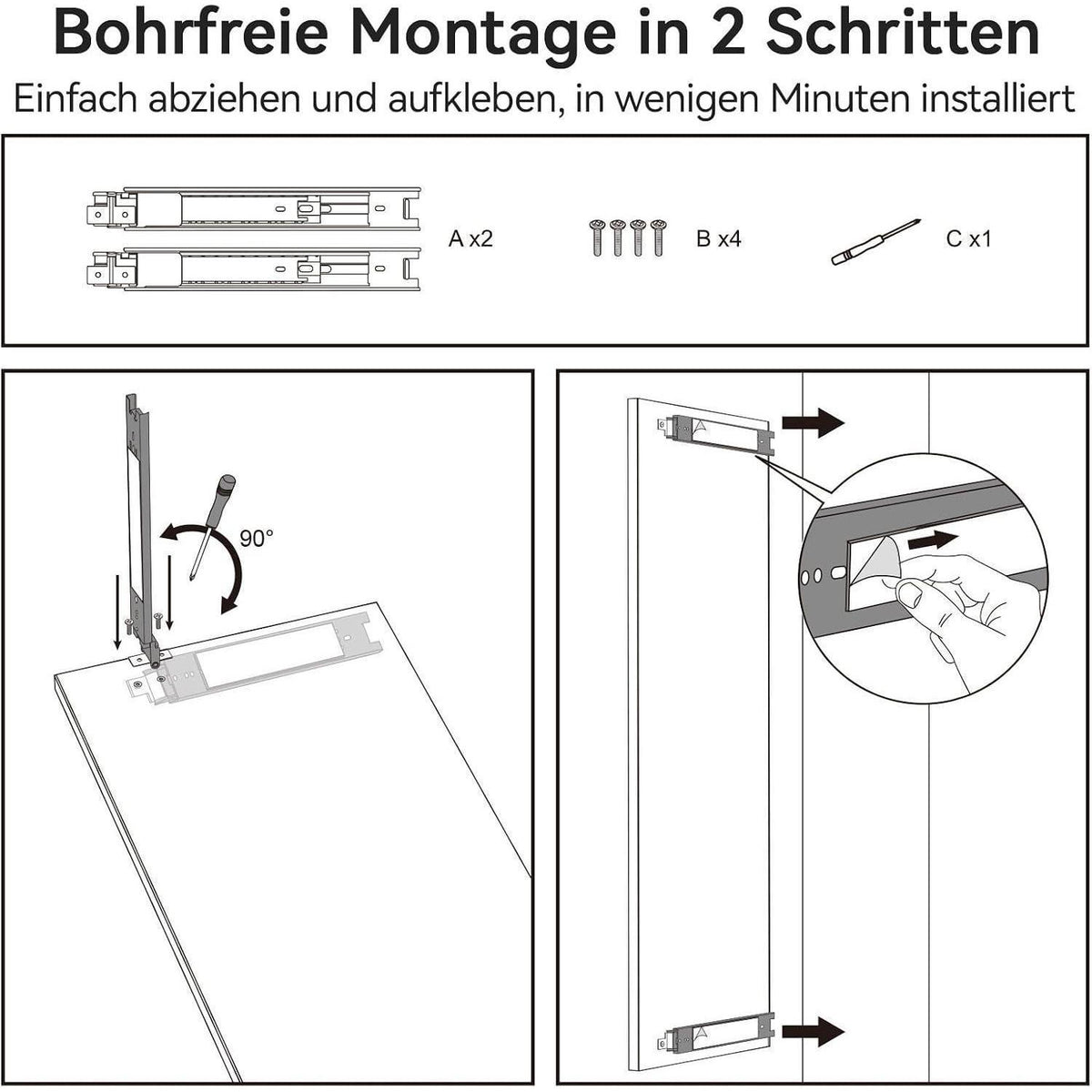 Buchsicherer Schiebespiegel für Kleiderschrank, Weiß