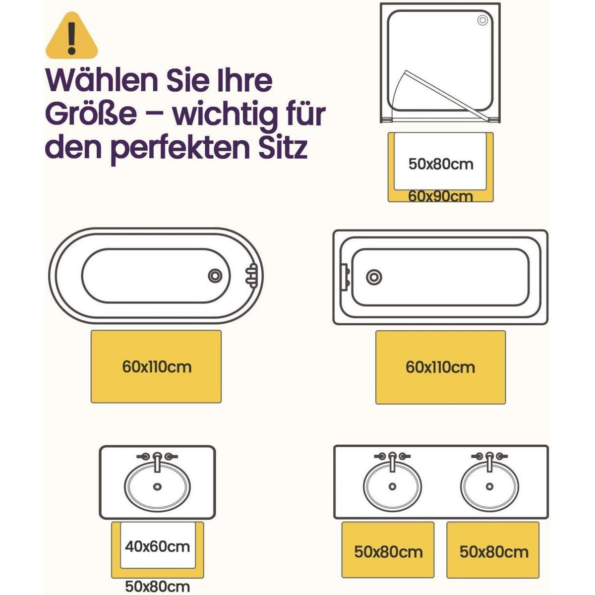 Rutschfeste Badematte 60x90 cm - Super Saugfähig & Schnelltrocknend