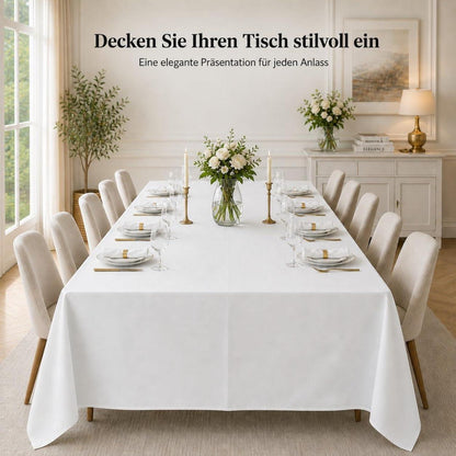 Weißes Tischdecken-Set 6er Pack, 229x396 cm, Rechteckig