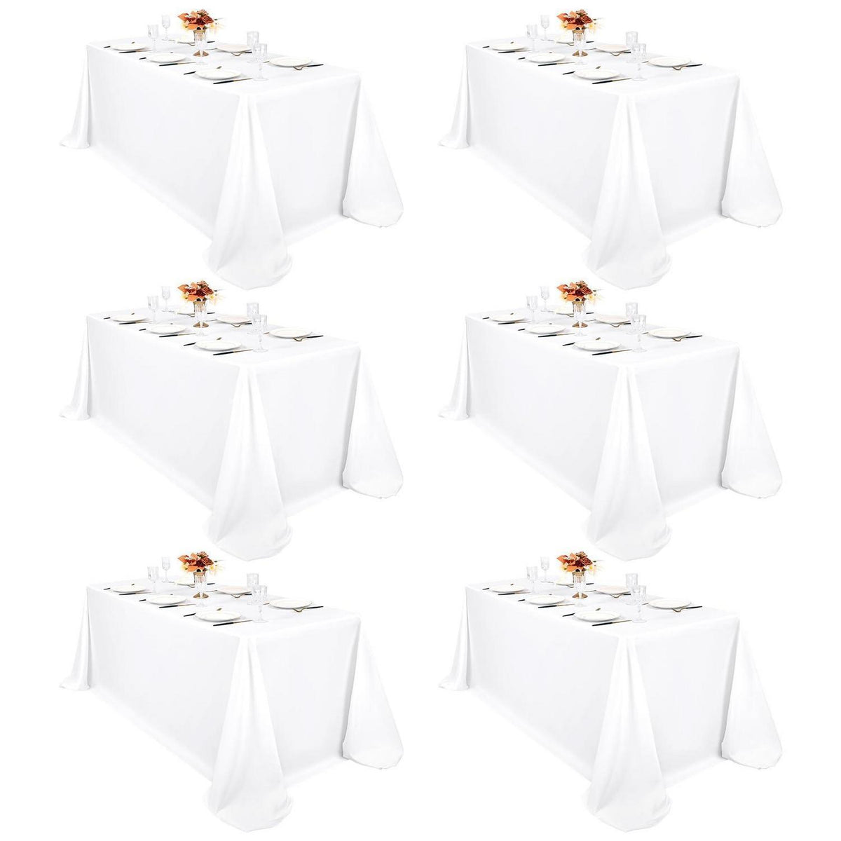 Weißes Tischdecken-Set 6er Pack, 229x335 cm, Rechteckig