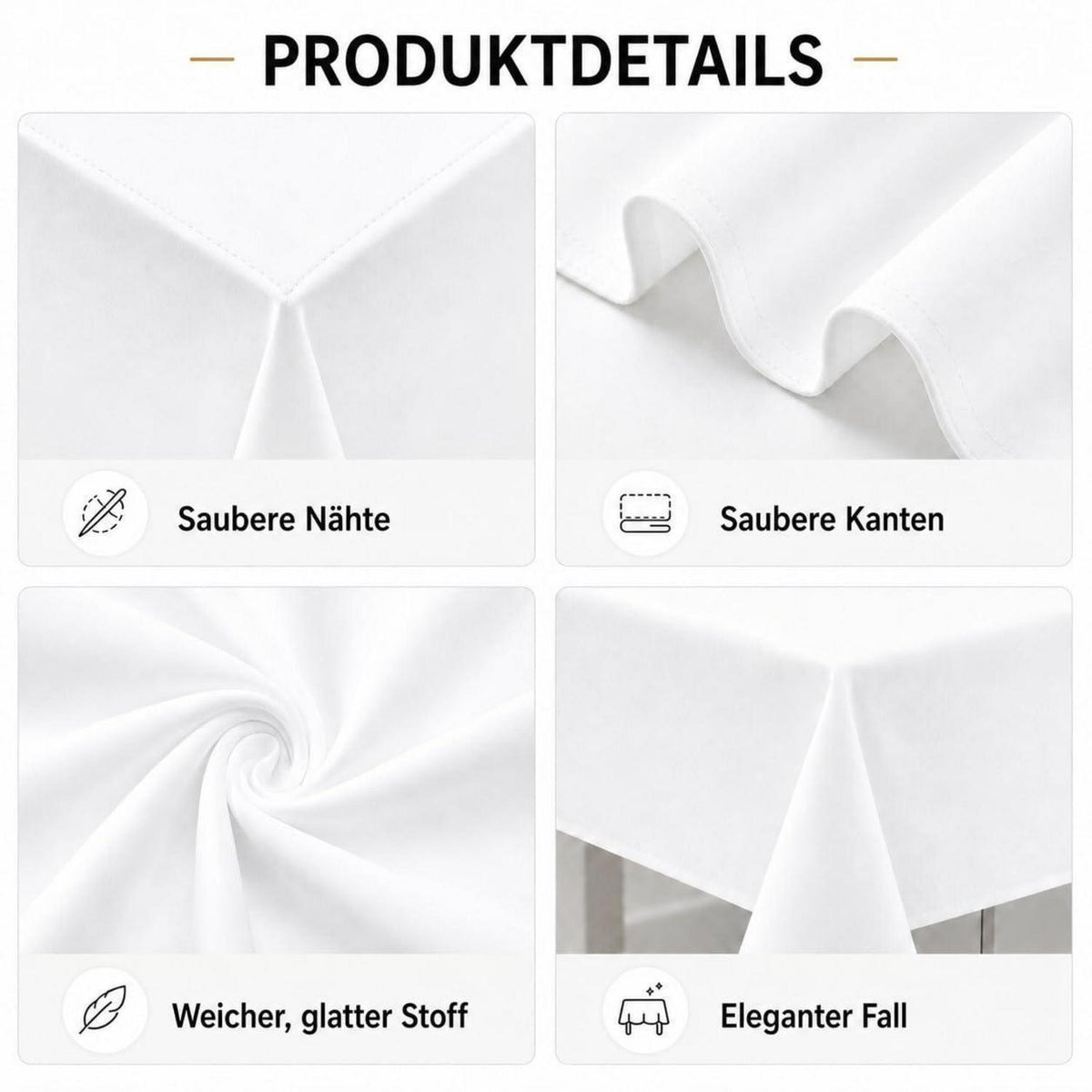 Weißes Tischdecken-Set 6er Pack, 229x335 cm, Rechteckig
