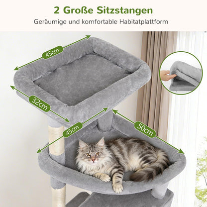 XXL Kratzbaum für Große Katzen | 215cm, Stabil & Mit Häusern