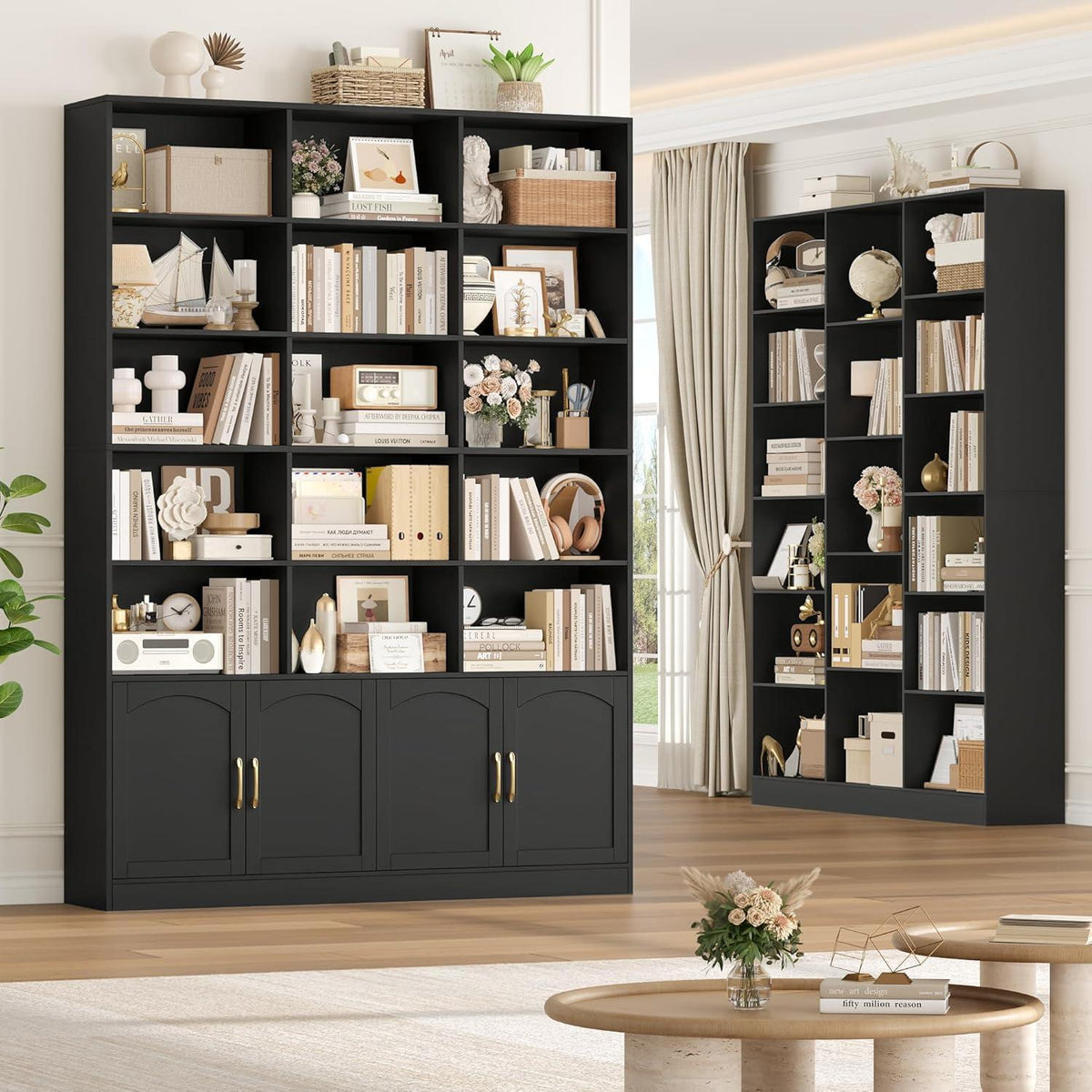 Hochschrank mit Türen & 15 Fächern – Bücherregal 209 cm