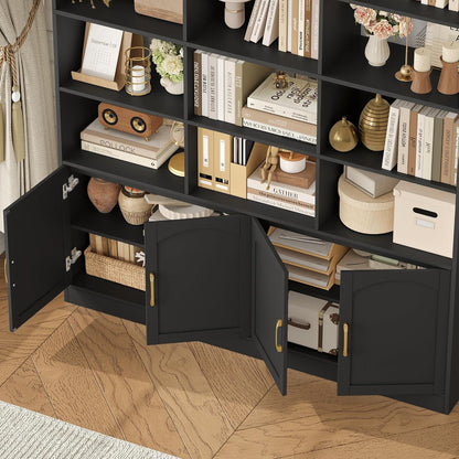 Hochschrank mit Türen & 15 Fächern – Bücherregal 209 cm