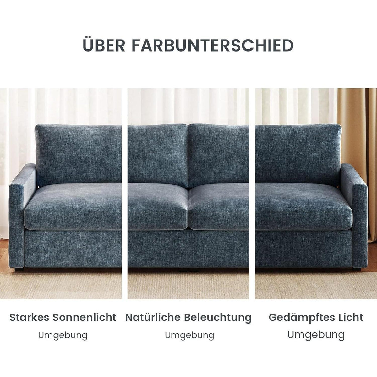 3-Sitzer Stoffsofa Blaugrau – Modernes Sofa 190 cm