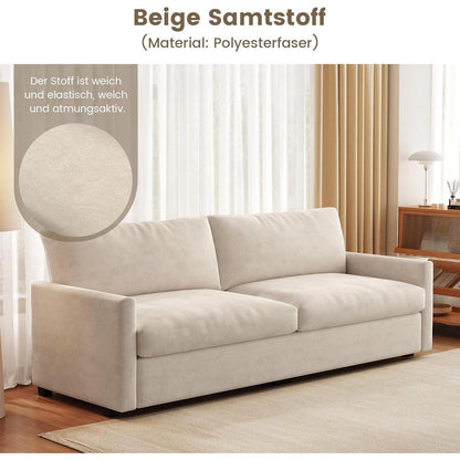 3-Sitzer Stoffsofa 190 cm – Modernes Wohnzimmer Sofa in Cremeweiß