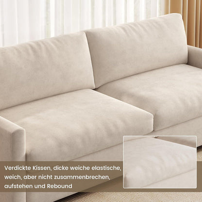 3-Sitzer Stoffsofa 190 cm – Modernes Wohnzimmer Sofa in Cremeweiß