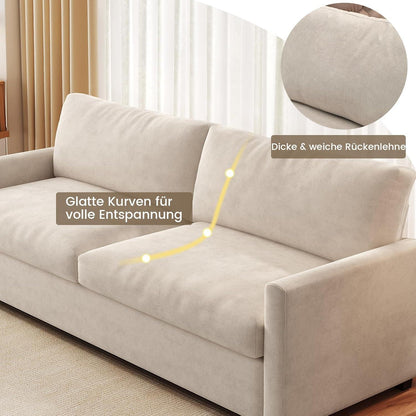 3-Sitzer Stoffsofa 190 cm – Modernes Wohnzimmer Sofa in Cremeweiß