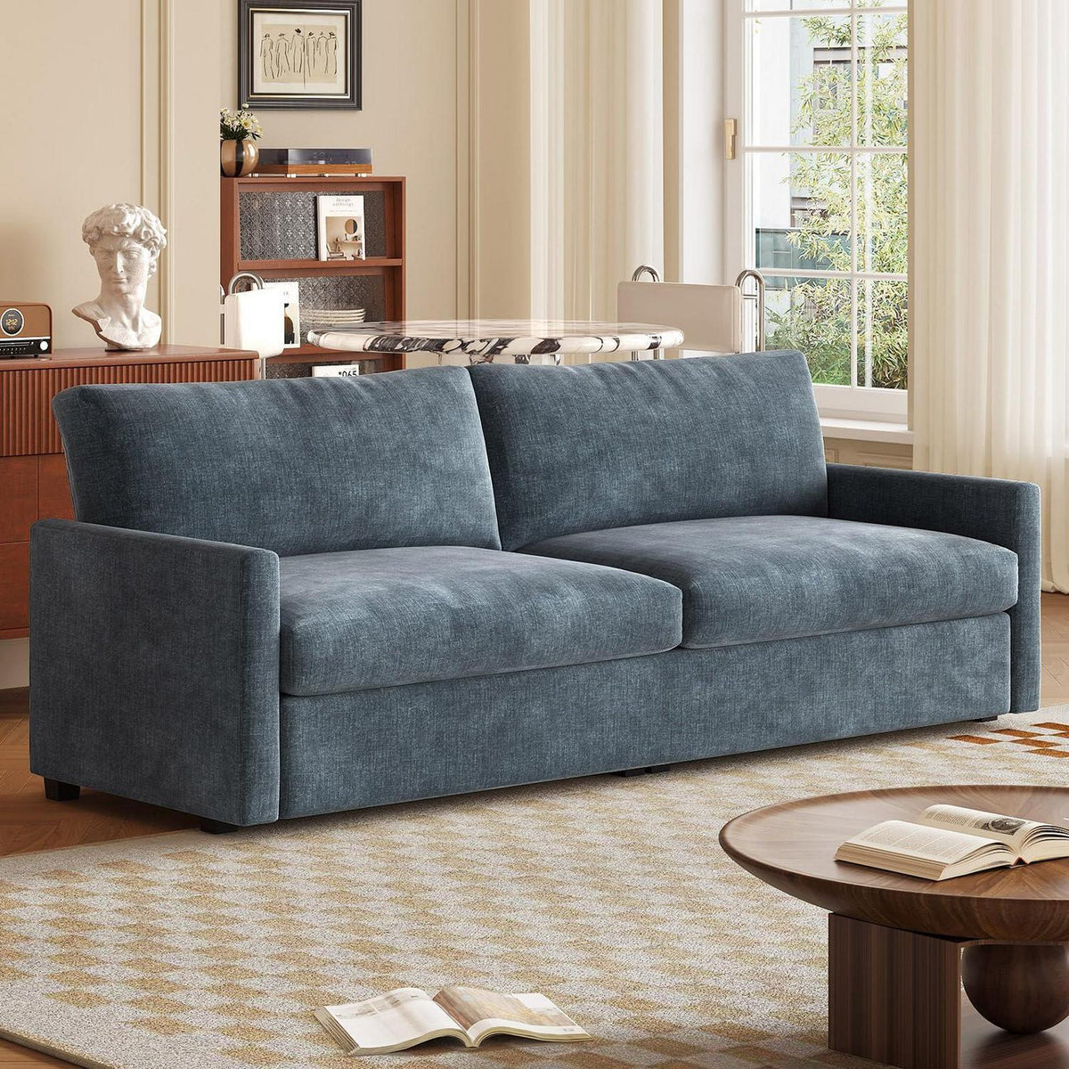 3-Sitzer Stoffsofa Blaugrau – Modernes Wohnzimmer Sofa 190cm