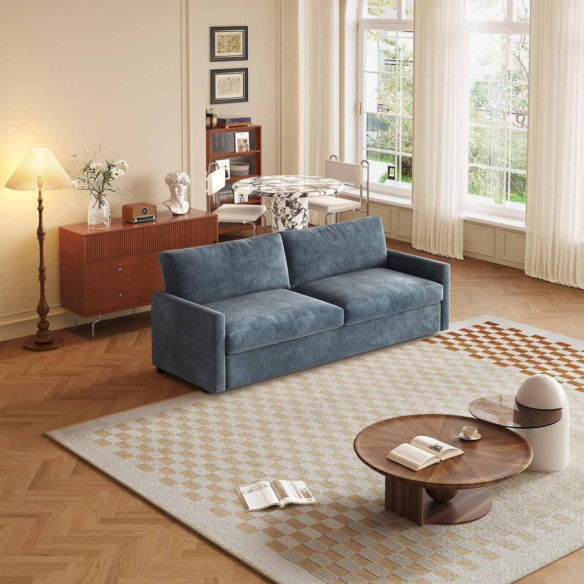 3-Sitzer Stoffsofa Blaugrau – Modernes Wohnzimmer Sofa 190cm