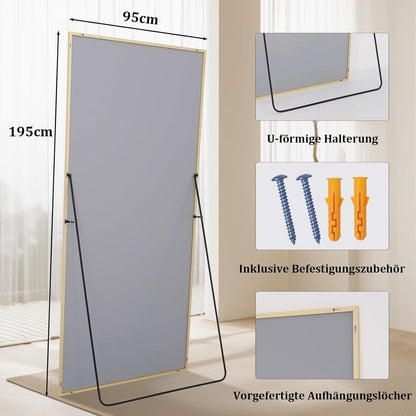 Großer Ganzkörperspiegel mit Ständer – HD & Bruchsicher