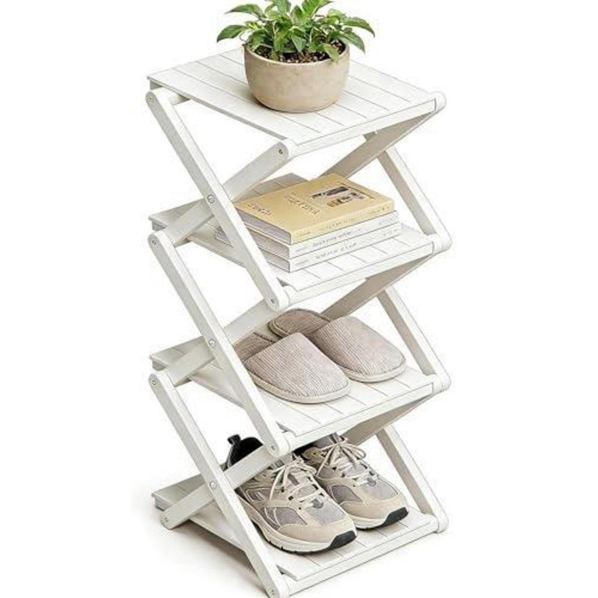 Bambus Schuhregal 4-lagig, platzsparend & klappbar